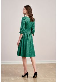 Marie Zélie - Sukienka Odette Idella zielona. Kolor: zielony. Materiał: bawełna, satyna, skóra, materiał #4