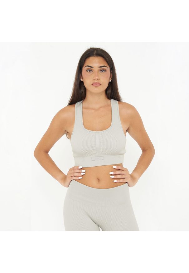 LEGEA - Crop top treningowy ICONIC. Kolor: szary. Materiał: nylon, elastan. Sport: fitness