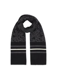 TOMMY HILFIGER - Tommy Hilfiger Szalik Monogram Aop Scarf AM0AM12110 Czarny. Kolor: czarny. Materiał: wełna