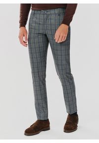 Pako Lorente - PAKO LORENTE – Szare spodnie męskie w niebieską kratę. Okazja: na co dzień. Kolor: niebieski, szary, wielokolorowy. Materiał: wiskoza, poliester. Styl: casual #3
