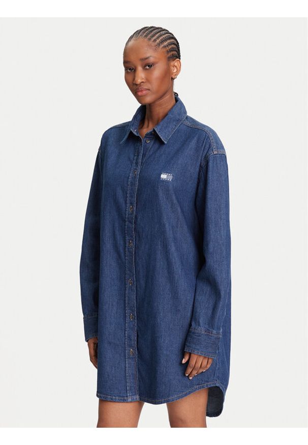 Tommy Jeans Sukienka jeansowa DW0DW21420 Granatowy Relaxed Fit. Kolor: niebieski. Materiał: bawełna