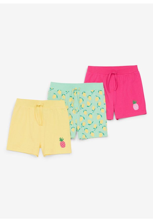 bonprix - Szorty dżersejowe z czystej bawełny organicznej (3 szt.). Kolor: zielony. Materiał: jersey, bawełna. Sezon: lato