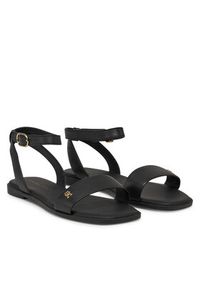 TOMMY HILFIGER - Tommy Hilfiger Sandały Ankle Strap Leather Sandal FW0FW08422 Czarny. Kolor: czarny. Materiał: skóra #6