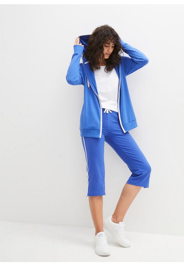 bonprix - Spodnie rybaczki z bawełny ze stretchem (2 pary). Kolor: niebieski. Materiał: bawełna. Styl: sportowy