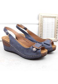 Sandały damskie na koturnie komfortowe niebieskie eVento 6230. Kolor: niebieski. Obcas: na koturnie #2