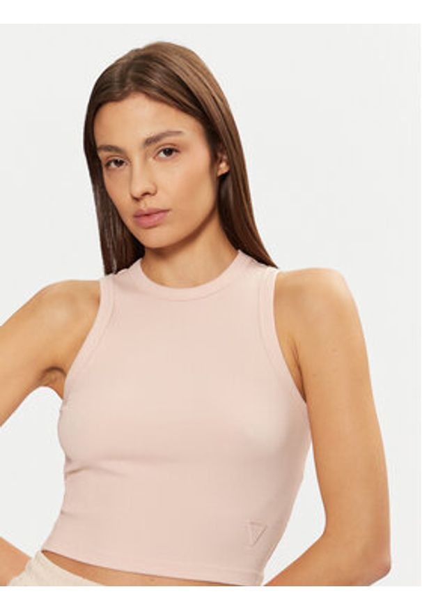 Guess Top V3GP19 K8RT2 Różowy Slim Fit. Kolor: różowy. Materiał: wiskoza