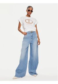 TwinSet - TWINSET Jeansy 241TT2390 Niebieski Wide Leg. Kolor: niebieski