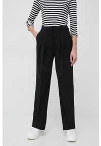 Calvin Klein spodnie damskie kolor czarny szerokie high waist. Stan: podwyższony. Kolor: czarny #1