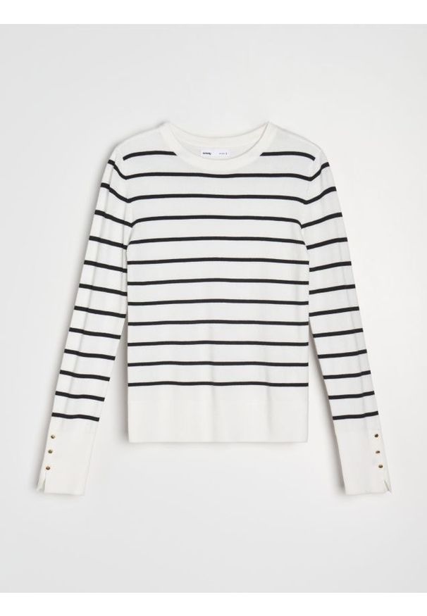 Sinsay - Prążkowany sweter w paski - wielobarwny. Materiał: prążkowany. Wzór: paski