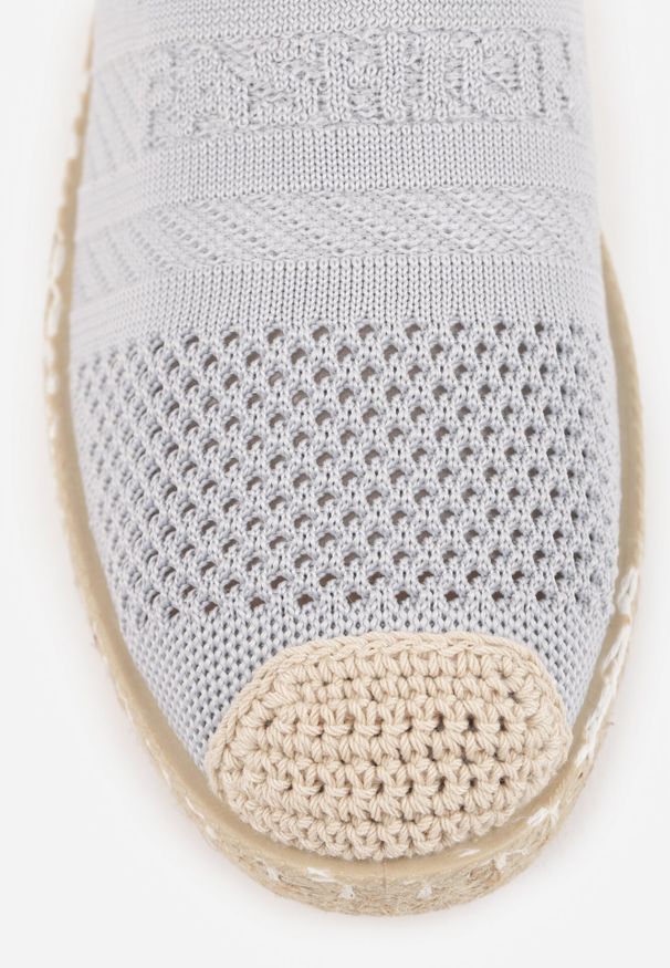 Born2be - Jasnoszare Espadryle na Płaskiej Podeszwie z Plecionki Chorisa. Okazja: na co dzień, do pracy. Kolor: szary. Materiał: len, jeans. Obcas: na płaskiej podeszwie. Styl: casual