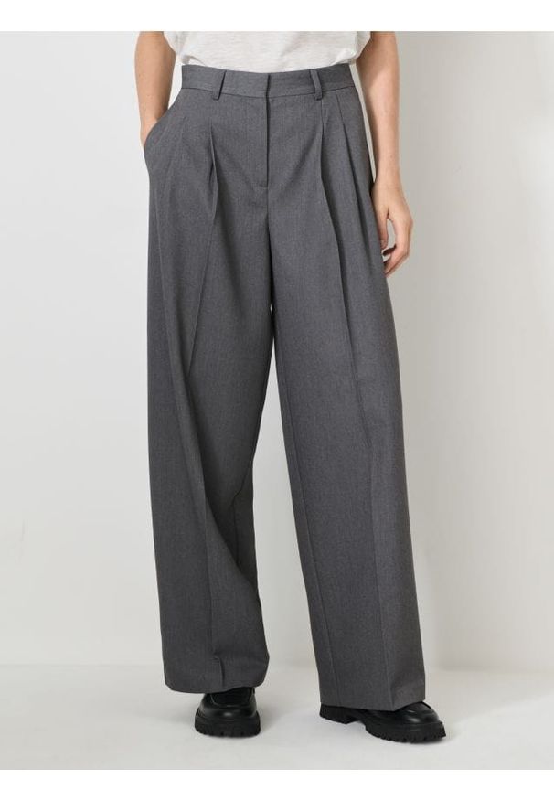 Sinsay - Eleganckie spodnie w kant - szary. Kolor: szary. Styl: elegancki
