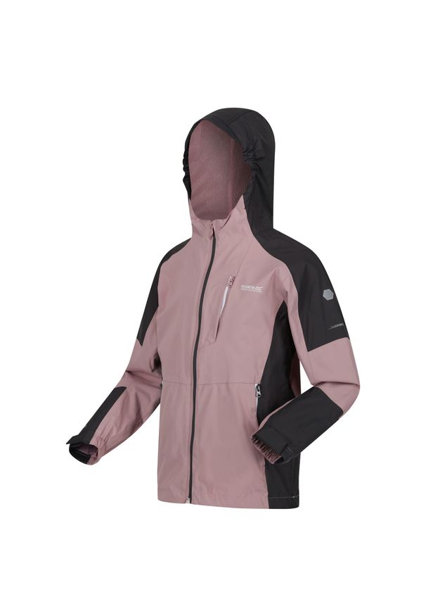 Regatta - Calderdale II dziecięca turystyczna kurtka przeciwdeszczowa. Kolor: różowy. Materiał: poliester. Sport: turystyka piesza