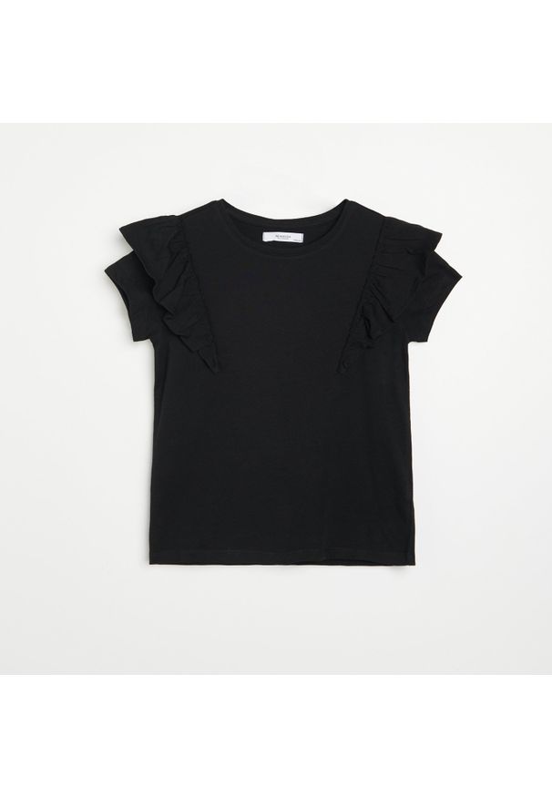 Reserved - T-shirt z bawełny organicznej - Czarny. Kolor: czarny. Materiał: bawełna
