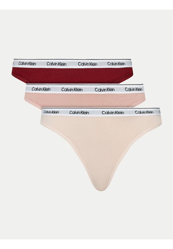 Calvin Klein Underwear Komplet 3 par stringów 000QD5209E Kolorowy. Materiał: bawełna. Wzór: kolorowy