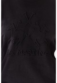 La Martina - LA MARTINA Czarna bluza męska z tłoczonym logo. Kolor: czarny. Długość rękawa: długi rękaw