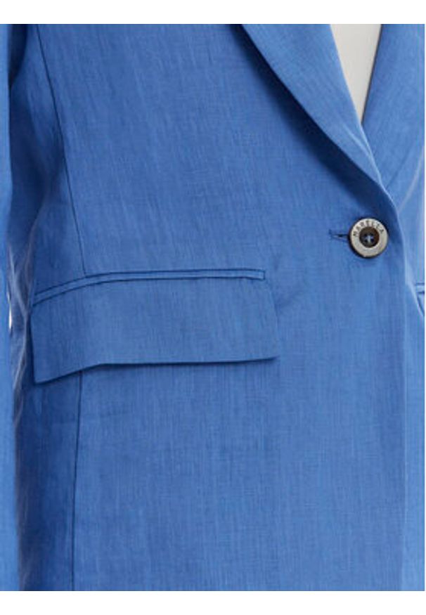 Marella Marynarka Afro 2413041094 Niebieski Regular Fit. Kolor: niebieski. Materiał: len