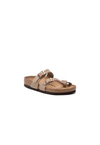 Klapki unisex Birkenstock Mayari Tobacco. Zapięcie: bez zapięcia. Kolor: brązowy. Materiał: syntetyk, skóra, materiał. Sezon: lato. Sport: turystyka piesza