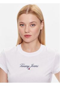 Tommy Jeans T-Shirt DW0DW16145 Biały Regular Fit. Kolor: biały. Materiał: bawełna
