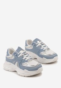 Renee - Niebieskie Sneakersy z Siateczkowymi i Metalicznymi Wstawkami Telarisa. Kolor: niebieski #5