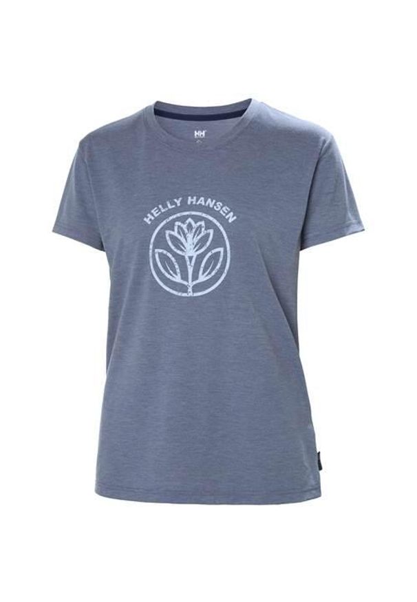 Koszulka sportowa damska Helly Hansen W Skog Recycled Graphic Tee. Kolor: niebieski. Materiał: poliester. Długość rękawa: krótki rękaw. Długość: krótkie. Sport: turystyka piesza