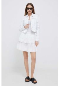 Pepe Jeans spódnica bawełniana Prana kolor biały mini rozkloszowana. Kolor: biały. Materiał: bawełna. Wzór: haft #4