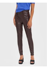 Vero Moda Spodnie z imitacji skóry Lana 10269992 Brązowy Slim Fit. Kolor: brązowy. Materiał: skóra #1