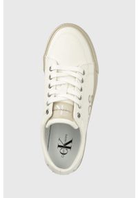Calvin Klein Jeans tenisówki YW0YW00485.YAF damskie kolor beżowy. Nosek buta: okrągły. Zapięcie: sznurówki. Kolor: beżowy. Materiał: materiał, włókno, guma #3