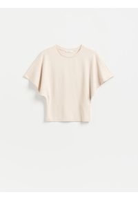 Reserved - T-shirt z modalem - beżowy. Kolor: beżowy. Materiał: dzianina #1