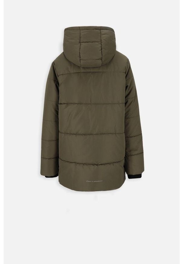 Kurtka turystyczna dziewczęca ciepła Lemon Explore ZL3 khaki. Typ kołnierza: kaptur. Kolor: zielony. Materiał: poliester. Sezon: zima. Sport: turystyka piesza