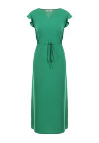 Born2be - Zielona Sukienka z Wiskozy Yorgebius. Kolor: zielony. Materiał: wiskoza. Wzór: aplikacja. Typ sukienki: rozkloszowane. Styl: klasyczny, wizytowy. Długość: midi #5