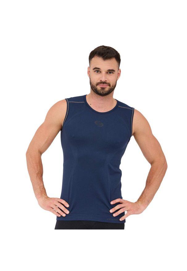 Bezrękawnik męski Brubeck FITNESS. Kolor: niebieski. Materiał: poliamid, elastan. Długość rękawa: bez rękawów. Sport: fitness