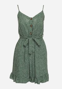 Born2be - Ciemnozielony Bawełniany Kombinezon z Regulowanymi Ramiączkami i Gumką w Pasie z Paskiem Bellasun. Okazja: na co dzień. Kolor: zielony. Materiał: bawełna. Długość rękawa: na ramiączkach. Długość: do kostek. Styl: casual, elegancki #5