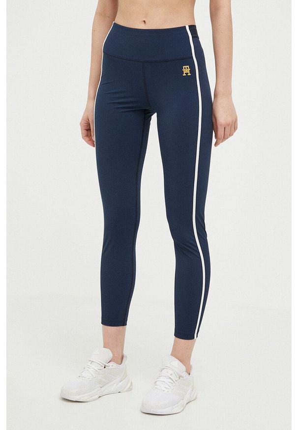 TOMMY HILFIGER - Tommy Hilfiger legginsy damskie kolor granatowy wzorzyste. Kolor: niebieski