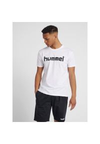Koszulka sportowa z krótkim rękawem męska Hummel Cotton Logo. Kolor: biały. Długość rękawa: krótki rękaw. Długość: krótkie