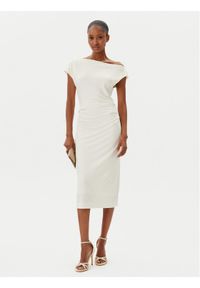 BOSS Sukienka koktajlowa Etrimi2 50540871 Écru Slim Fit. Materiał: wiskoza. Styl: wizytowy #1
