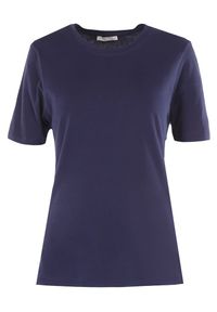 Born2be - Granatowy T-shirt Akisistae. Kolekcja: plus size. Kolor: niebieski. Materiał: dzianina, materiał, bawełna. Długość rękawa: krótki rękaw. Długość: krótkie