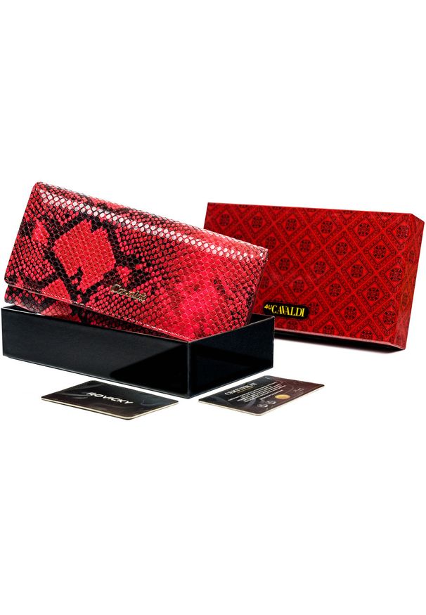 4U CAVALDI - Portfel damski 4U Cavaldi PX28-DNH czerwony. Kolor: czerwony. Materiał: skóra. Wzór: gładki