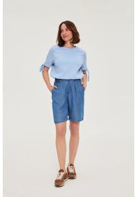 MOODO - Szorty lyocell niebieskie. Kolor: niebieski. Materiał: lyocell #1