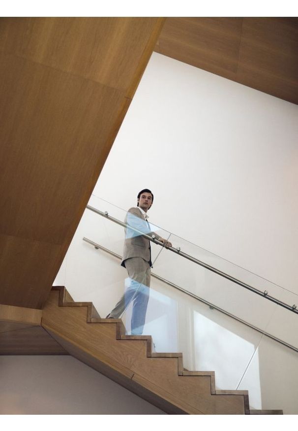 Reserved - Marynarka slim fit z wiskozą - brązowy. Kolor: brązowy. Materiał: wiskoza