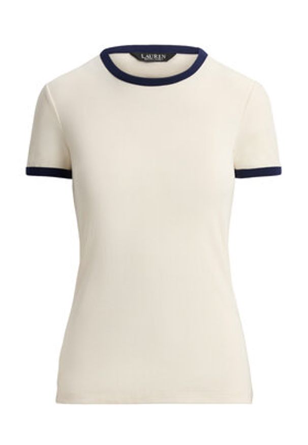 Lauren Ralph Lauren - LAUREN RALPH LAUREN T-Shirt 200P09077002 Écru Slim Fit. Kolor: kremowy. Materiał: bawełna