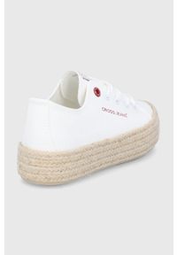 Cross Jeans tenisówki damskie kolor biały. Nosek buta: okrągły. Zapięcie: sznurówki. Kolor: biały. Materiał: guma. Obcas: na platformie #5