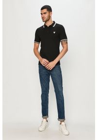 Guess Jeans - Polo. Okazja: na co dzień. Typ kołnierza: polo. Kolor: czarny. Materiał: jeans. Długość: krótkie. Wzór: gładki, aplikacja. Styl: casual #5