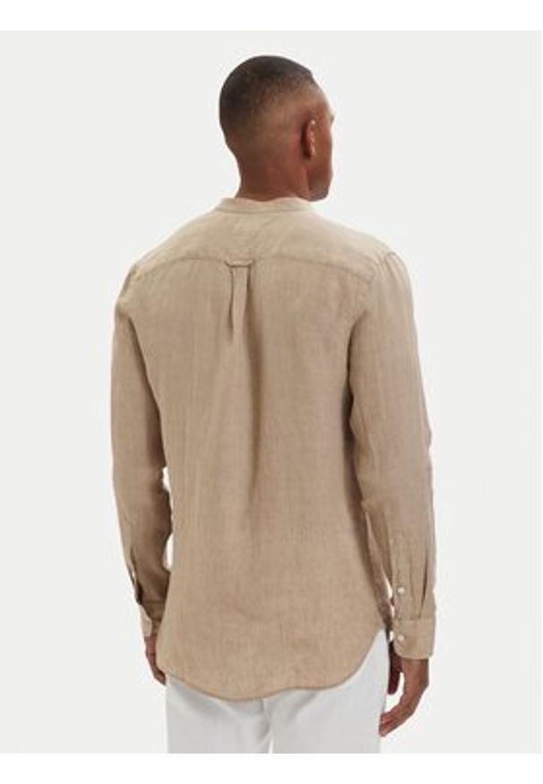 TOMMY HILFIGER - Tommy Hilfiger Koszula MW0MW39271 Beżowy ciemny Slim Fit. Kolor: beżowy. Materiał: len
