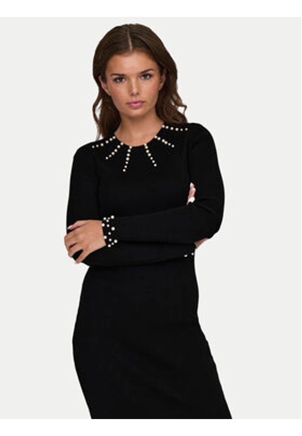 only - ONLY Sukienka dzianinowa Ida 15334548 Czarny Slim Fit. Kolor: czarny. Materiał: wiskoza, syntetyk