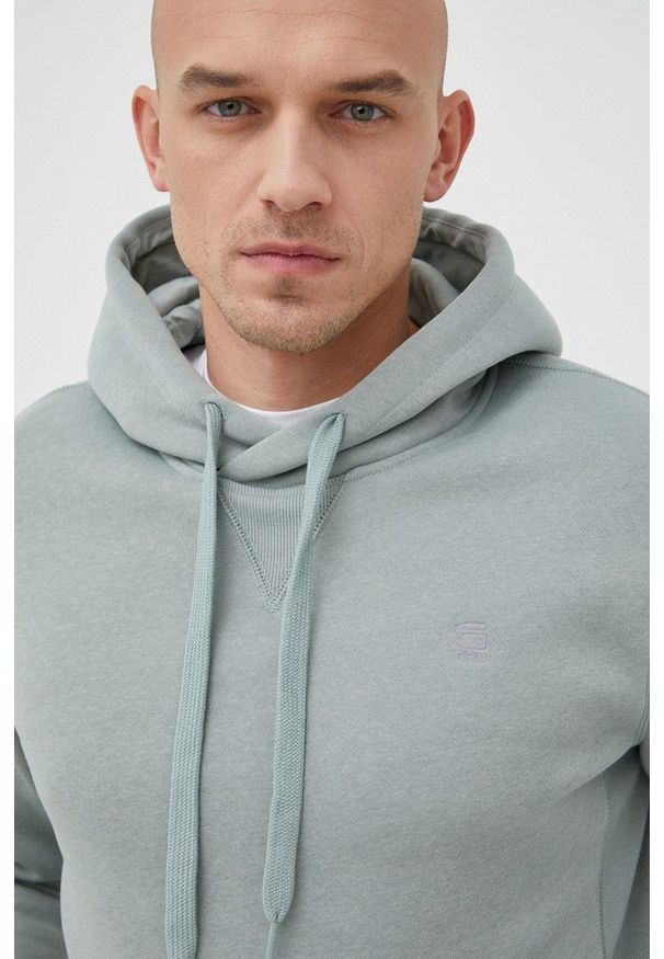G-Star RAW - G-Star Raw bluza męska kolor brązowy z kapturem gładka. Okazja: na co dzień. Typ kołnierza: kaptur. Kolor: zielony. Materiał: materiał, włókno, dzianina. Wzór: gładki. Styl: casual