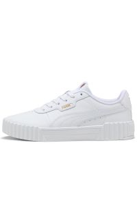 Buty damskie Puma Carina 3.0 40036501 - białe. Okazja: na co dzień. Kolor: biały. Materiał: guma, skóra, tkanina, materiał, syntetyk. Szerokość cholewki: normalna #1