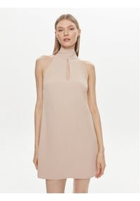 Kontatto Sukienka koktajlowa NO205C Beżowy Regular Fit. Kolor: beżowy. Materiał: syntetyk. Styl: wizytowy #1