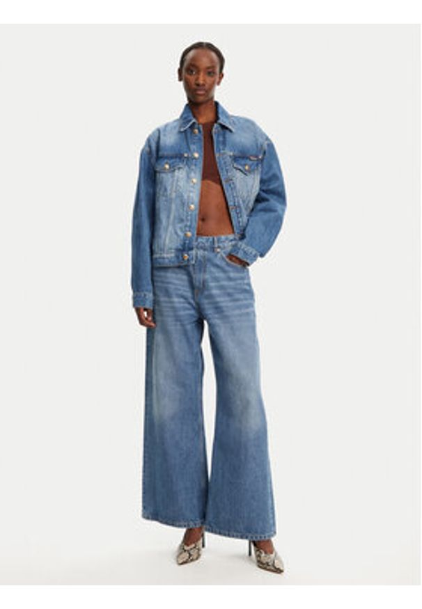 Just Cavalli Kurtka jeansowa 78PAS4O3 Niebieski Regular Fit. Kolor: niebieski. Materiał: bawełna