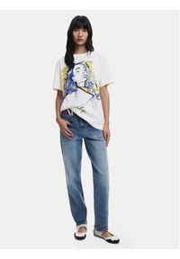 Desigual T-Shirt Portrait 25WWTK05 Biały Loose Fit. Kolor: biały. Materiał: bawełna