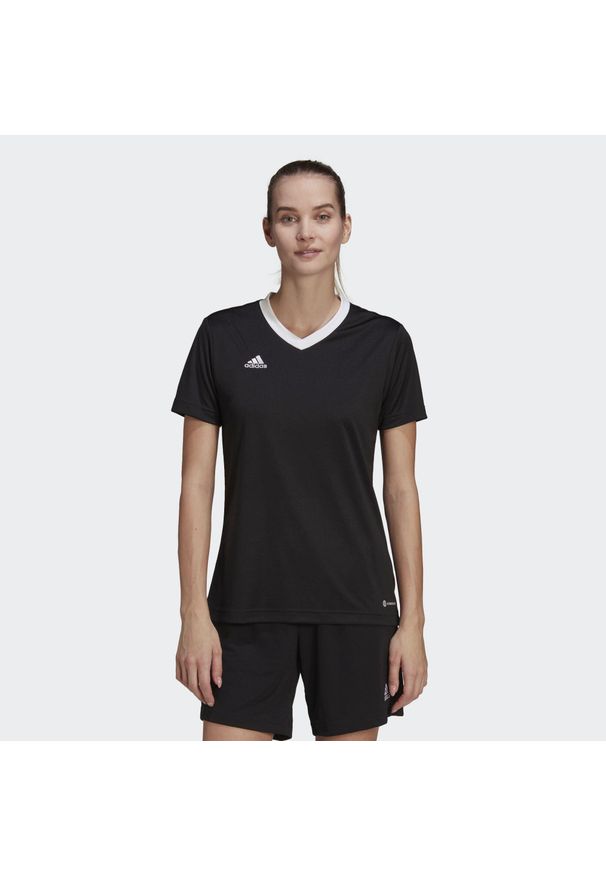 Koszulka piłkarska damska Adidas Entrada 22 Jersey. Kolor: czarny. Materiał: jersey. Sport: turystyka piesza, piłka nożna